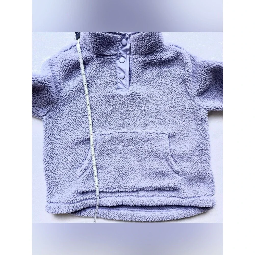 OshKosh B’gosh Girls Sherpa Fleece Pullover Size 8 – Lavender Half-Snap Hoodie